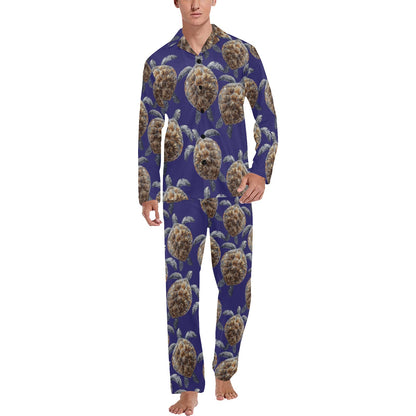 Sea Turtle Pattern Print Design T05 Men's Long Pajama Set