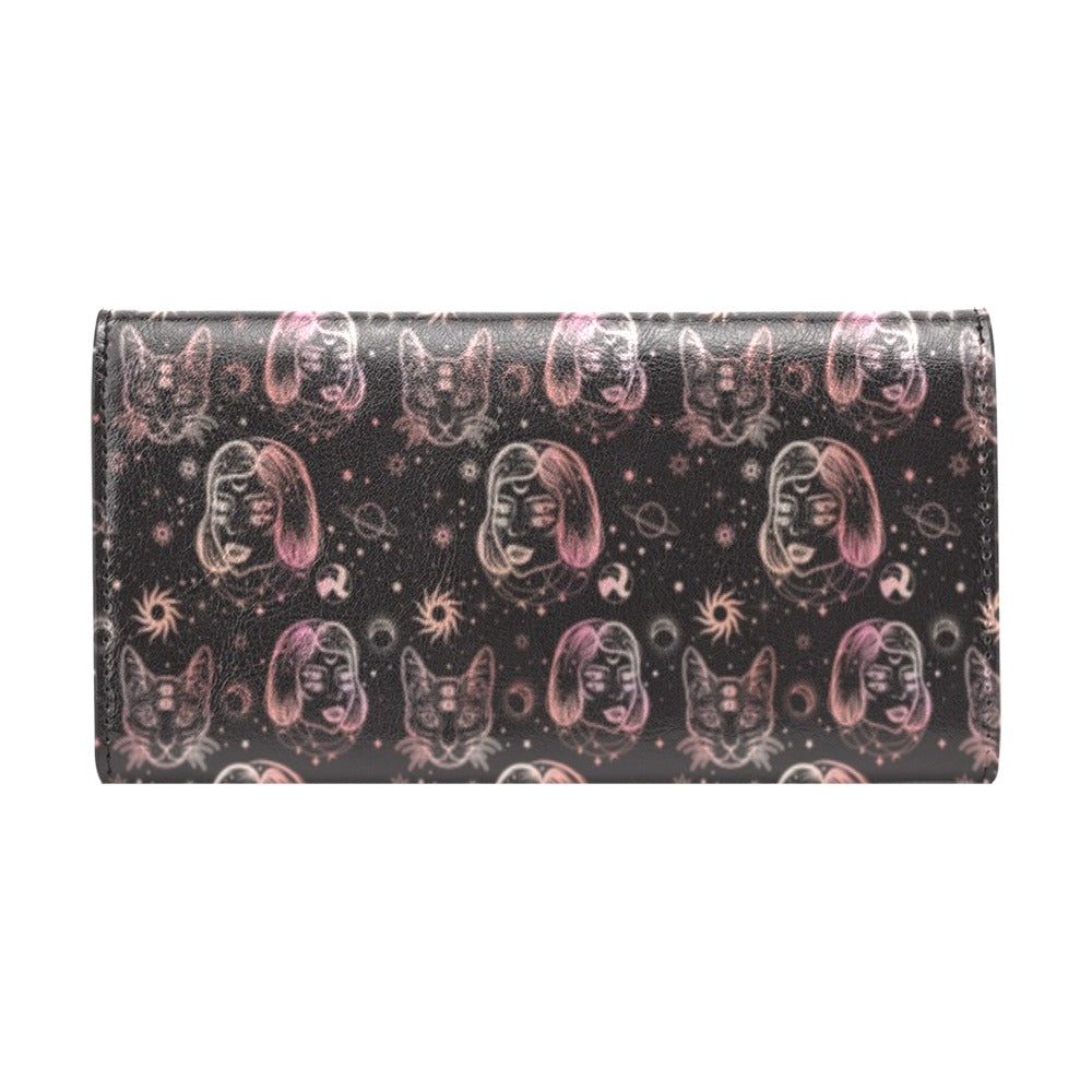 Third Eye Girl Cat Print Design LKS305 Women's Trifold Wallet