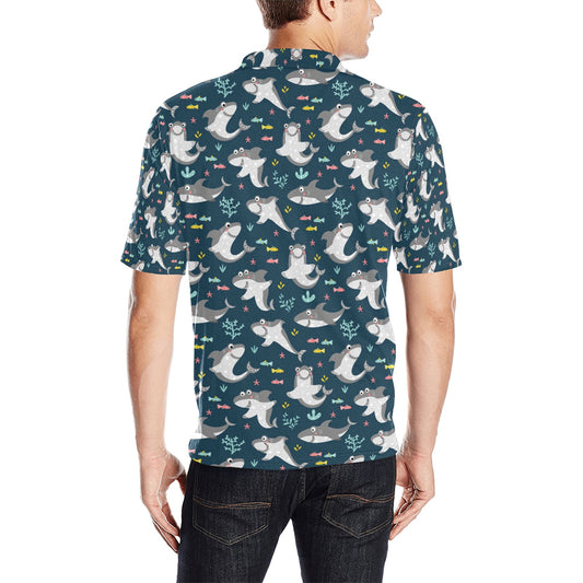 Shark Print Design LKS307 Men Polo Shirt