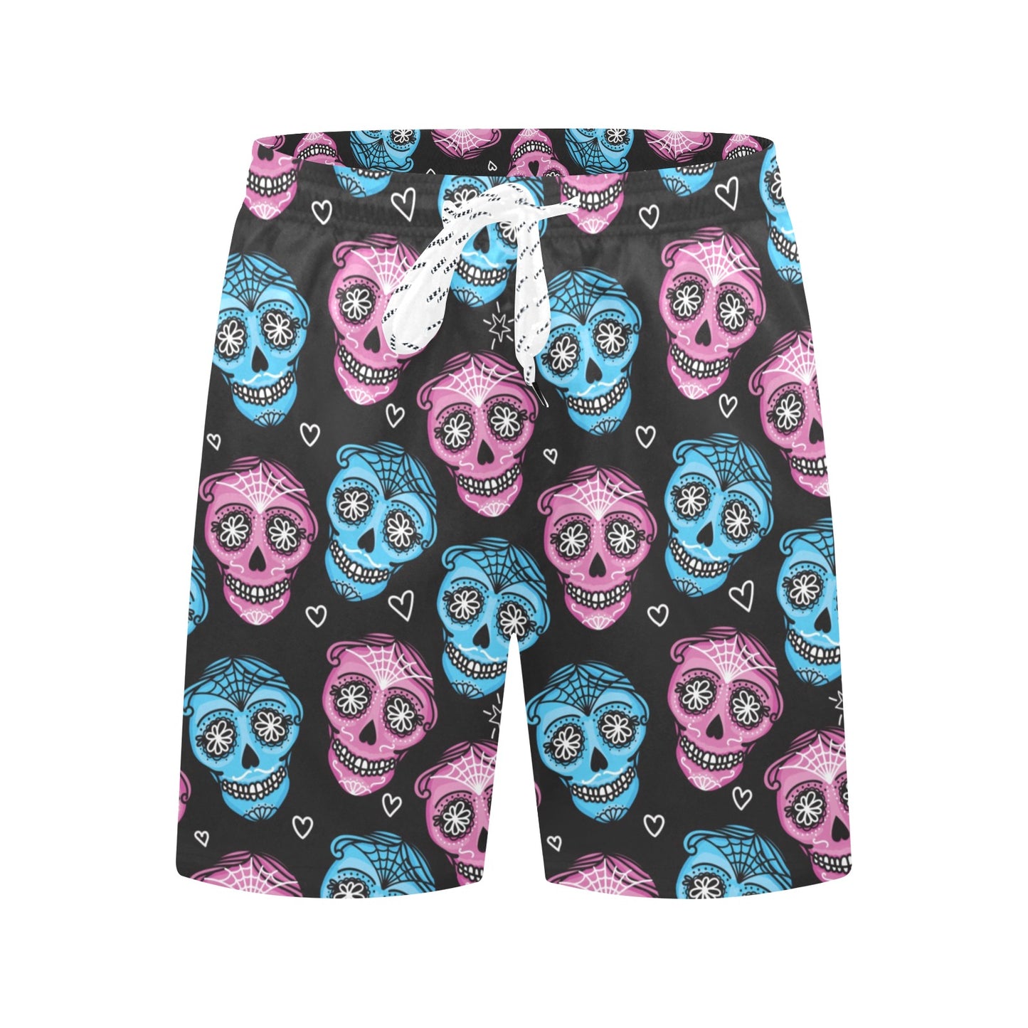 Day of the Dead Skull Print Pattern Men's Swim Trunks Beach Shorts