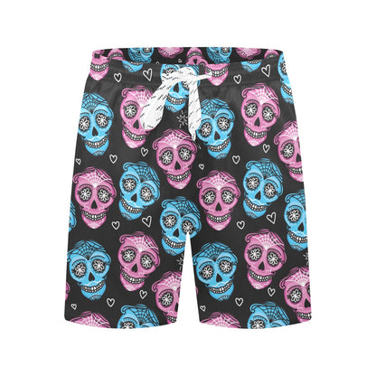 Day of the Dead Skull Print Pattern Men's Swim Trunks Beach Shorts