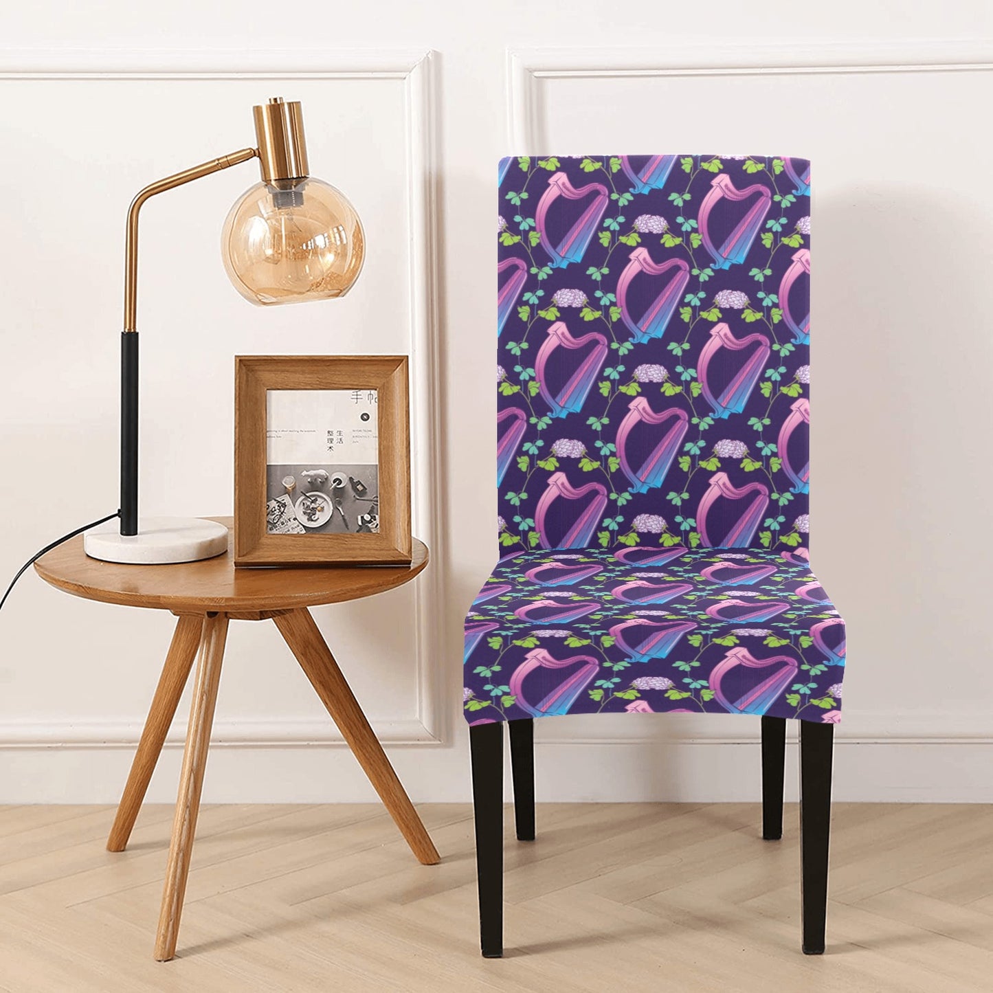 Harp Print Design LKS403 Dining Chair Slipcover
