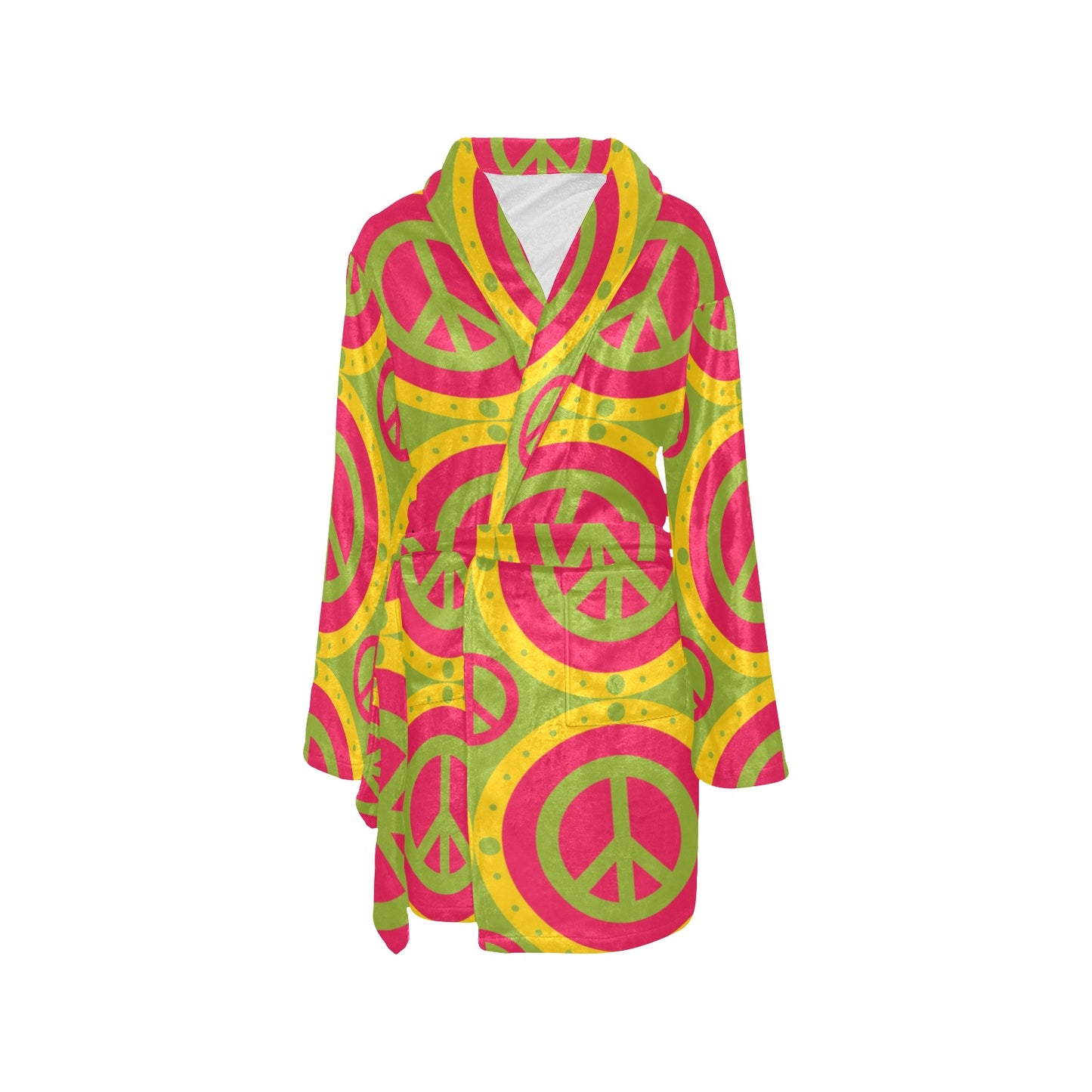 Peace Sign Pattern Print Design A01 Women's Fleece Robe