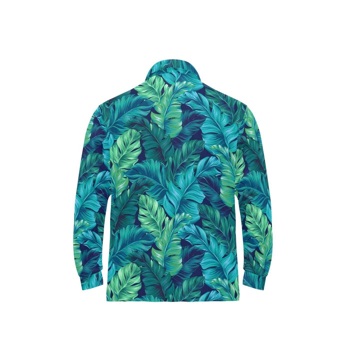 Banana Leaf Pattern Print Design BL05 Long Sleeve Polo Shirt For Men's