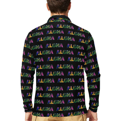 Aloha Hawaii Neon Long Sleeve Polo Shirt For Men's