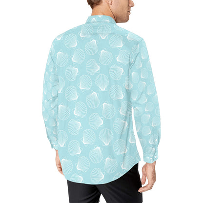 Seashell Print Design LKS3010 Men's Long Sleeve Dress Shirt