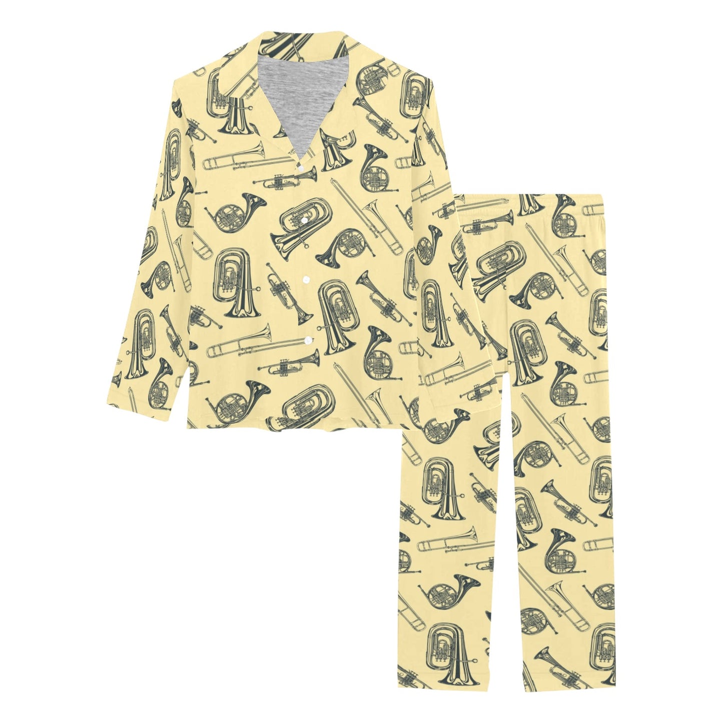 Tuba Pattern Print Design 01 Women's Long Pajama Set