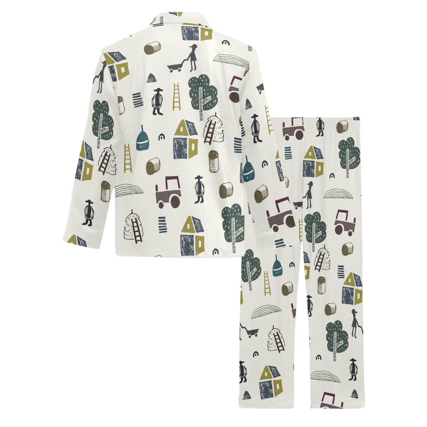 Agricultural Farm Print Design 01 Men's Long Pajama Set