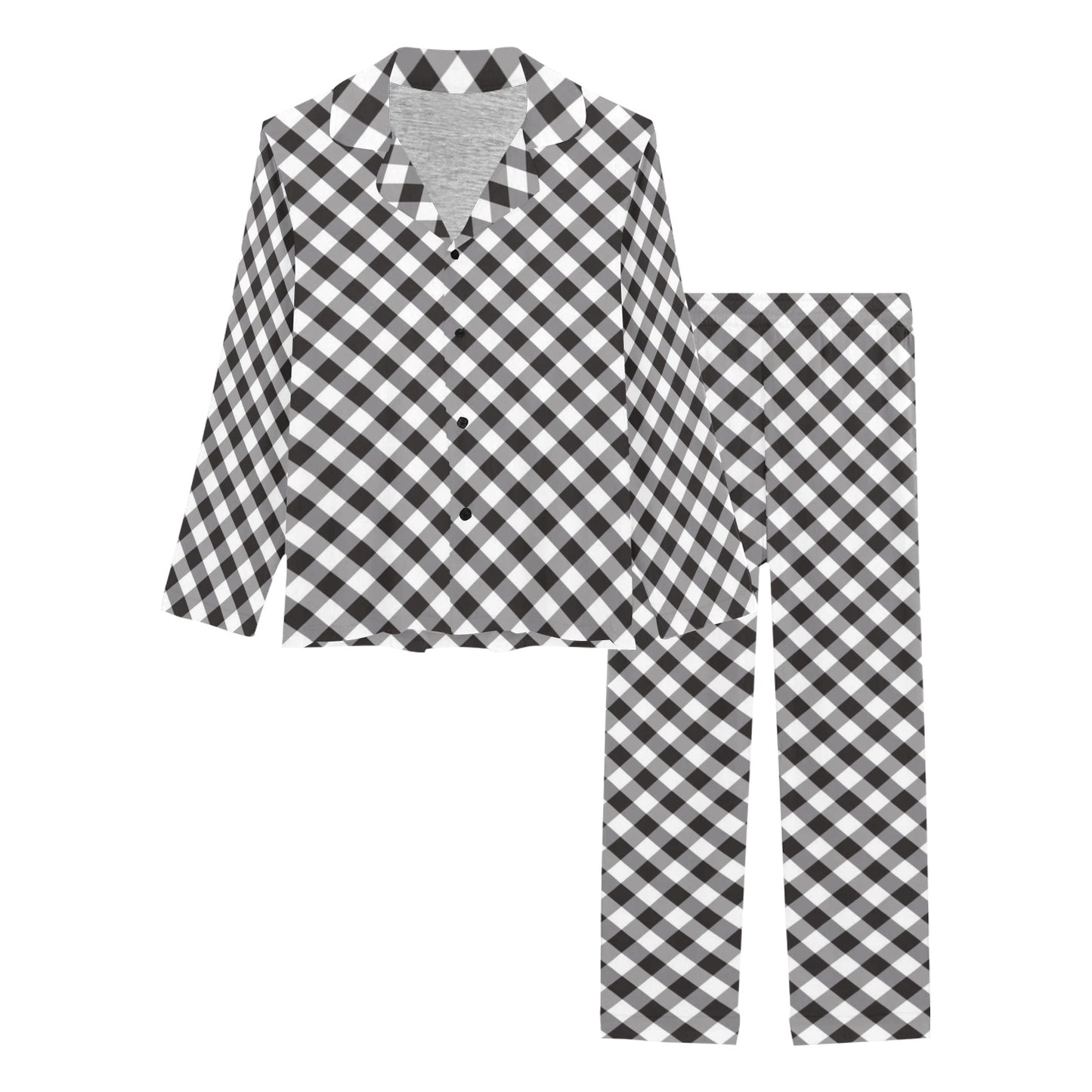 Gingham Print Design LKS402 Women's Long Pajama Set
