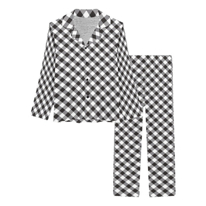 Gingham Print Design LKS402 Women's Long Pajama Set