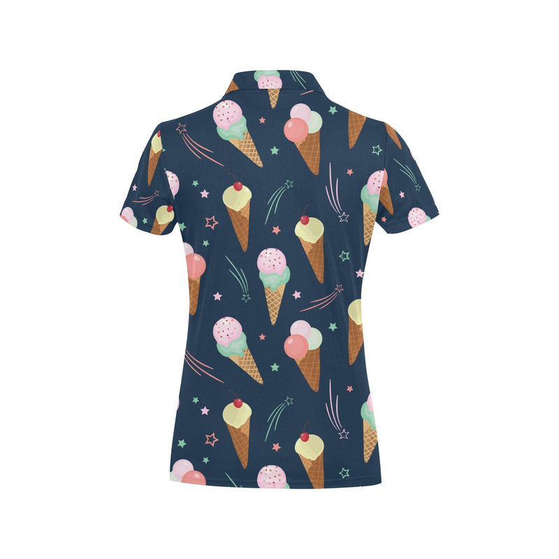 Ice Cream Pattern Print Design 04 Women's Polo Shirt