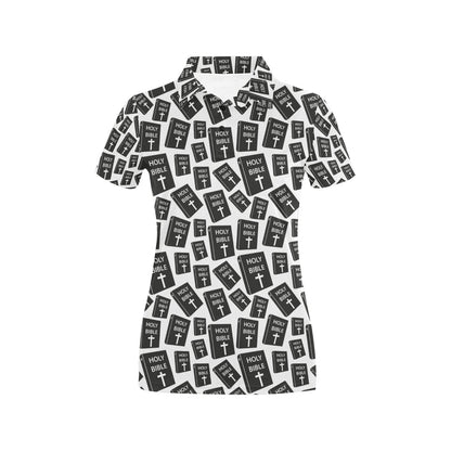 Christian Holy Bible Book Pattern Women's Polo Shirt
