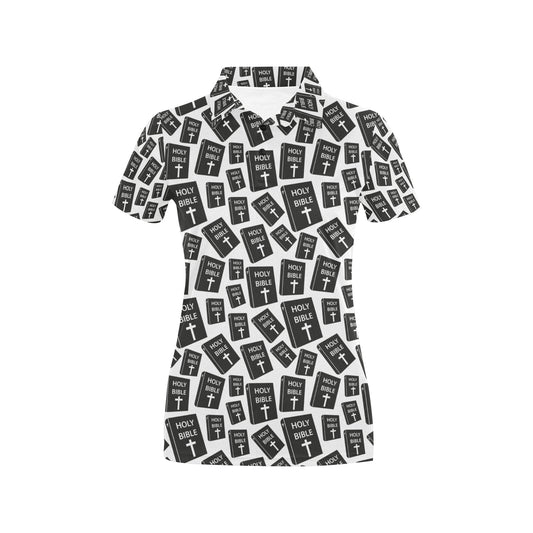 Christian Holy Bible Book Pattern Women's Polo Shirt