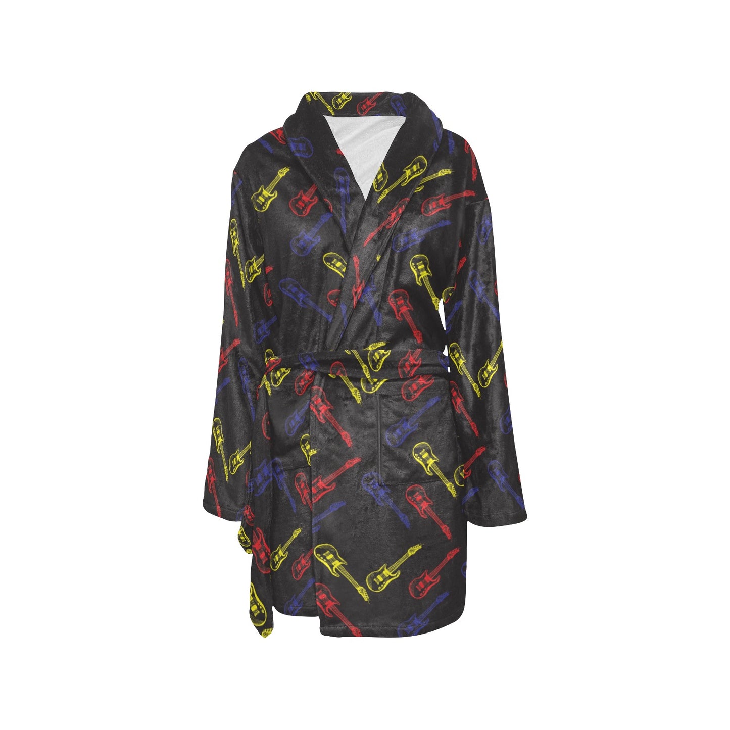 Electric Guitar Pattern Print Design 03 Women's Fleece Robe