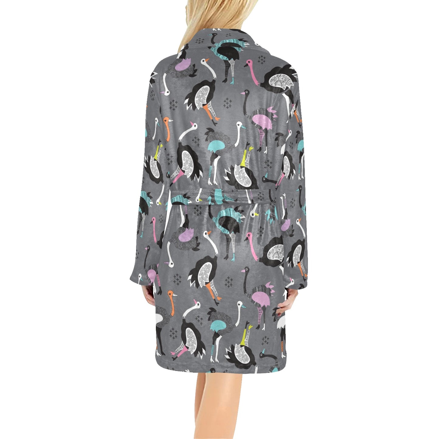 Ostrich Pattern Print Design 01 Women's Fleece Robe