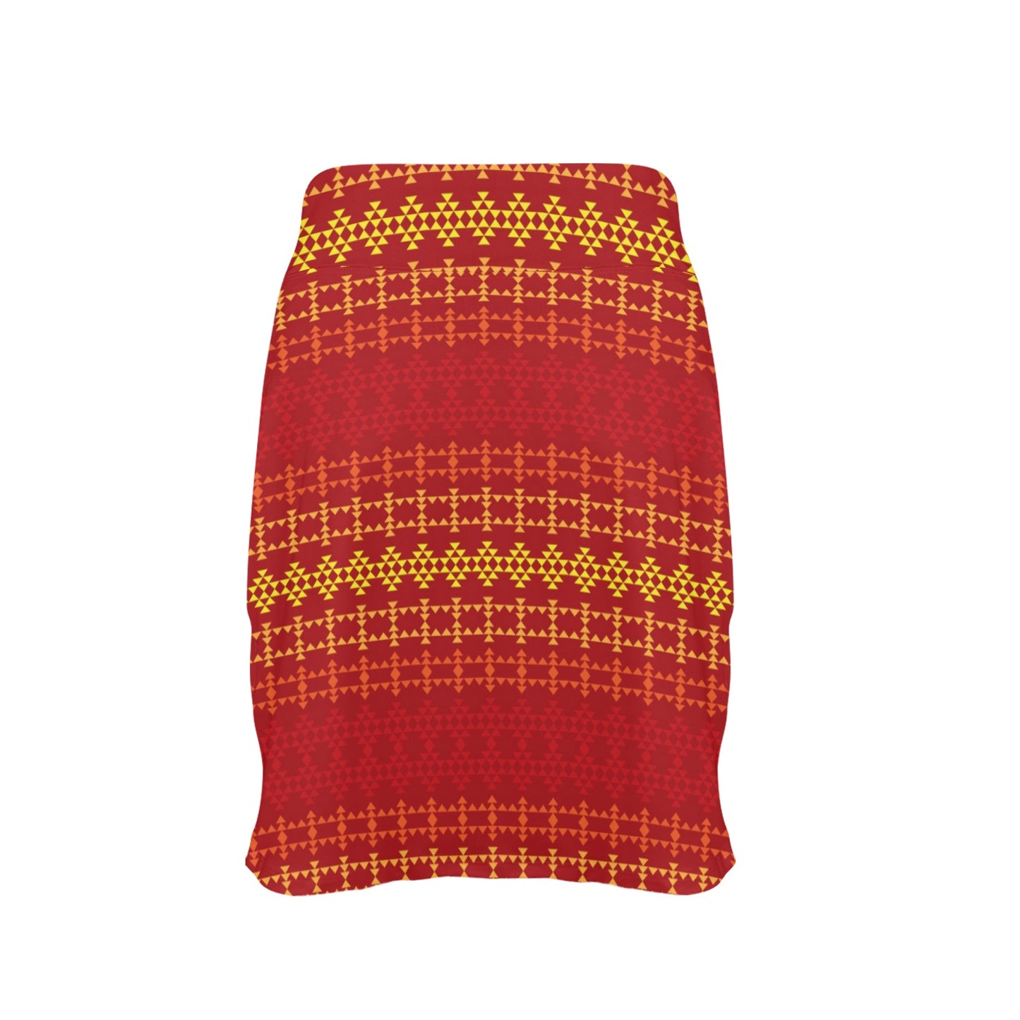 Southwest Red Gold Design Themed Print 17" Golf & Pickleball Skort with Pockets