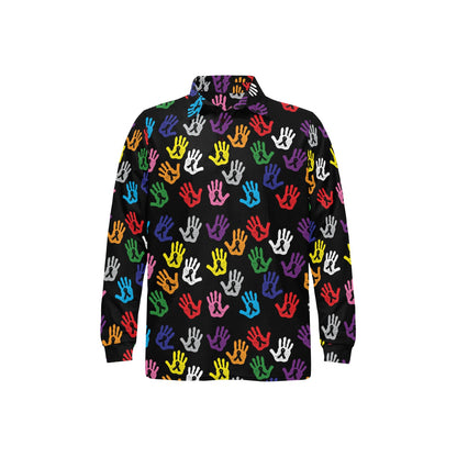 Cancer Awareness Pattern Print Design 04 Long Sleeve Polo Shirt For Men's