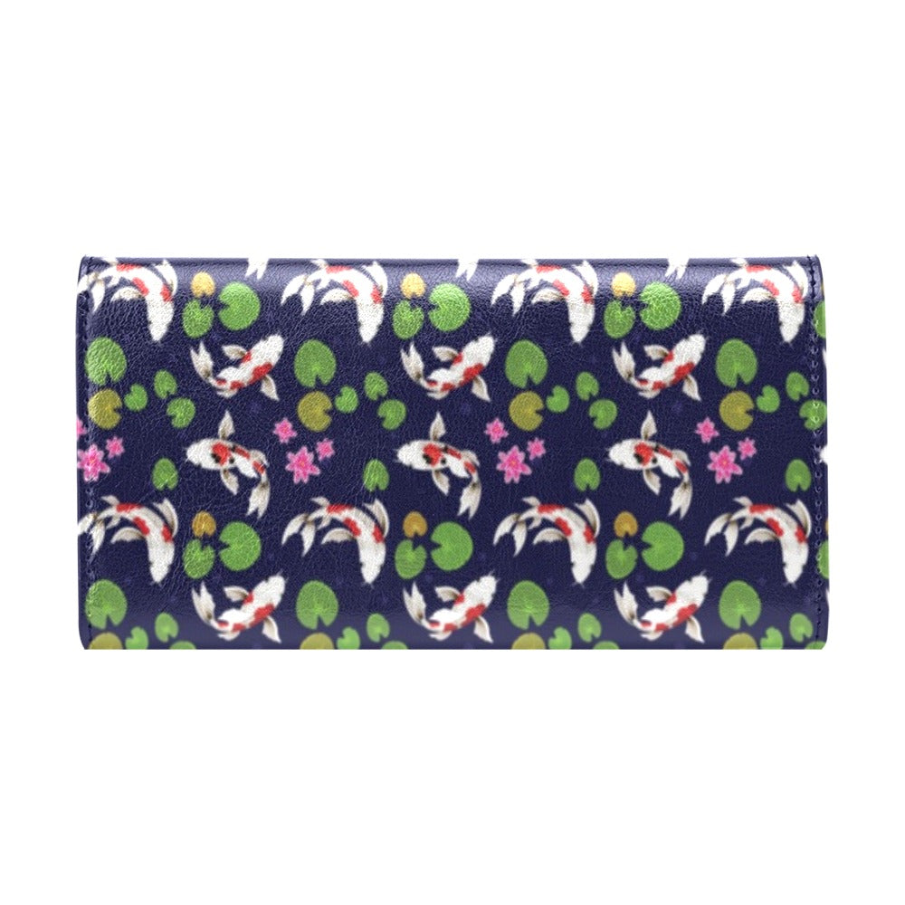 Koi Carp Pattern Design Themed Print Women's Trifold Wallet