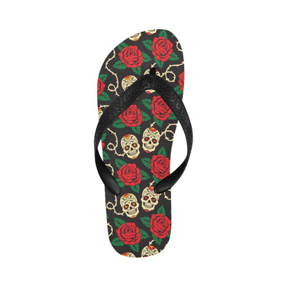 Sugar Skull Red Rose Print Design LKS301 Flip Flops