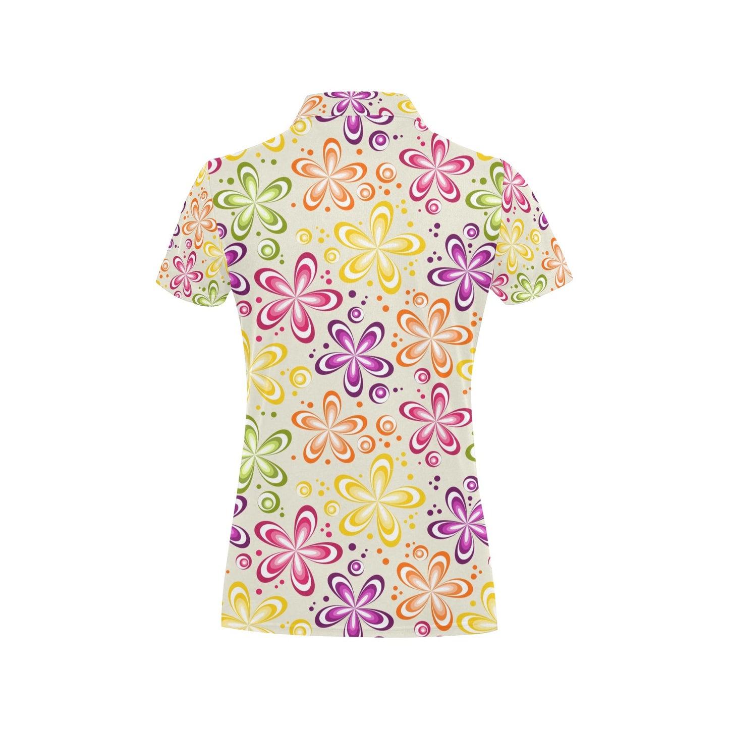 Flower Power Colorful Design Print Women's Polo Shirt