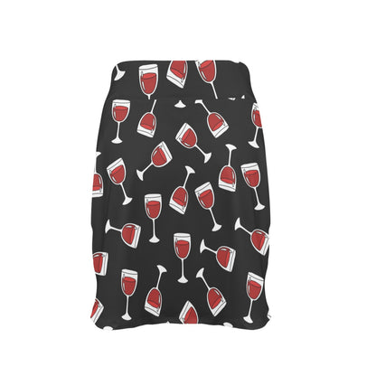 Wine Glass Print Design LKS303 17" Golf & Pickleball Skort with Pockets