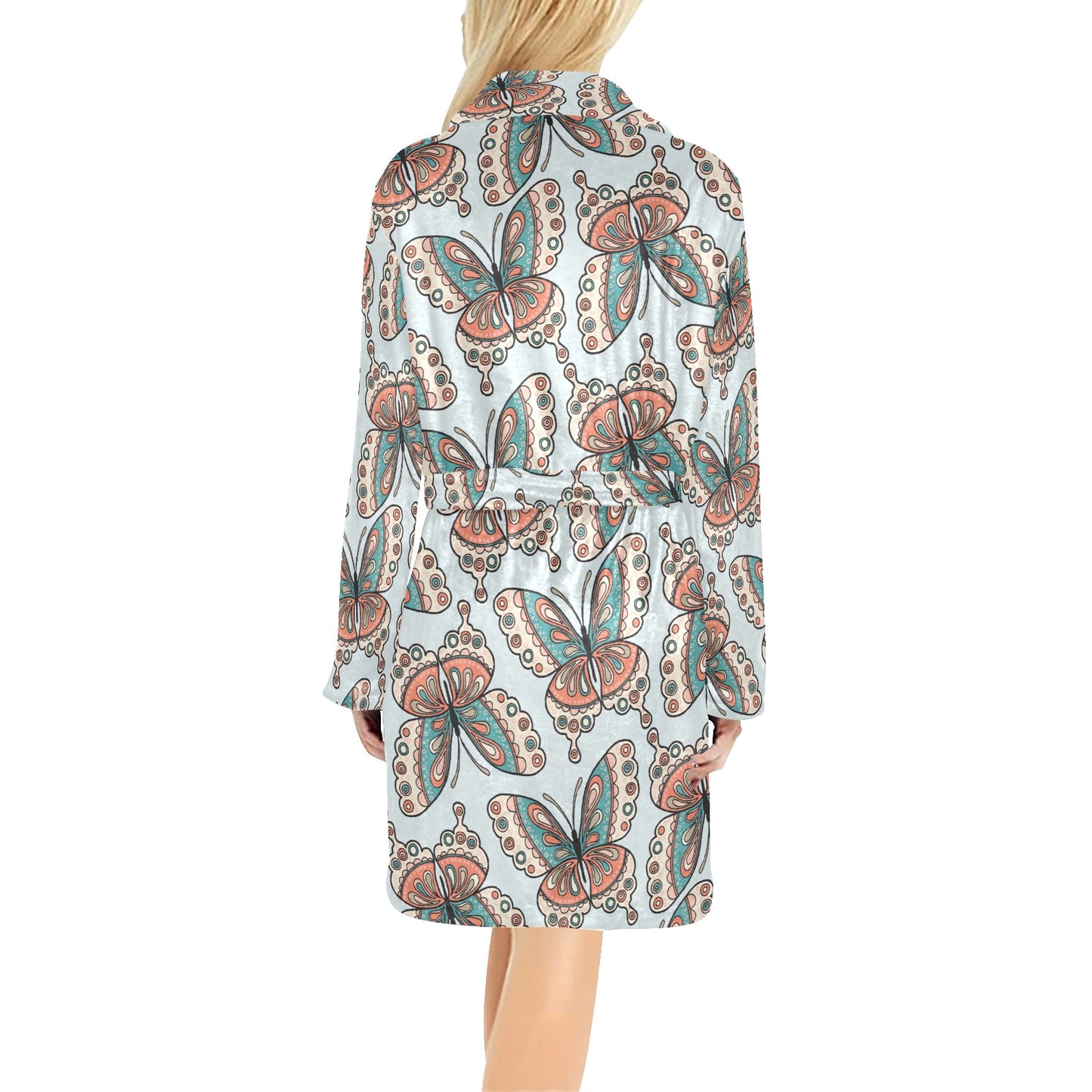 Butterfly Pattern Women's Fleece Robe