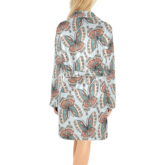 Butterfly Pattern Women's Fleece Robe