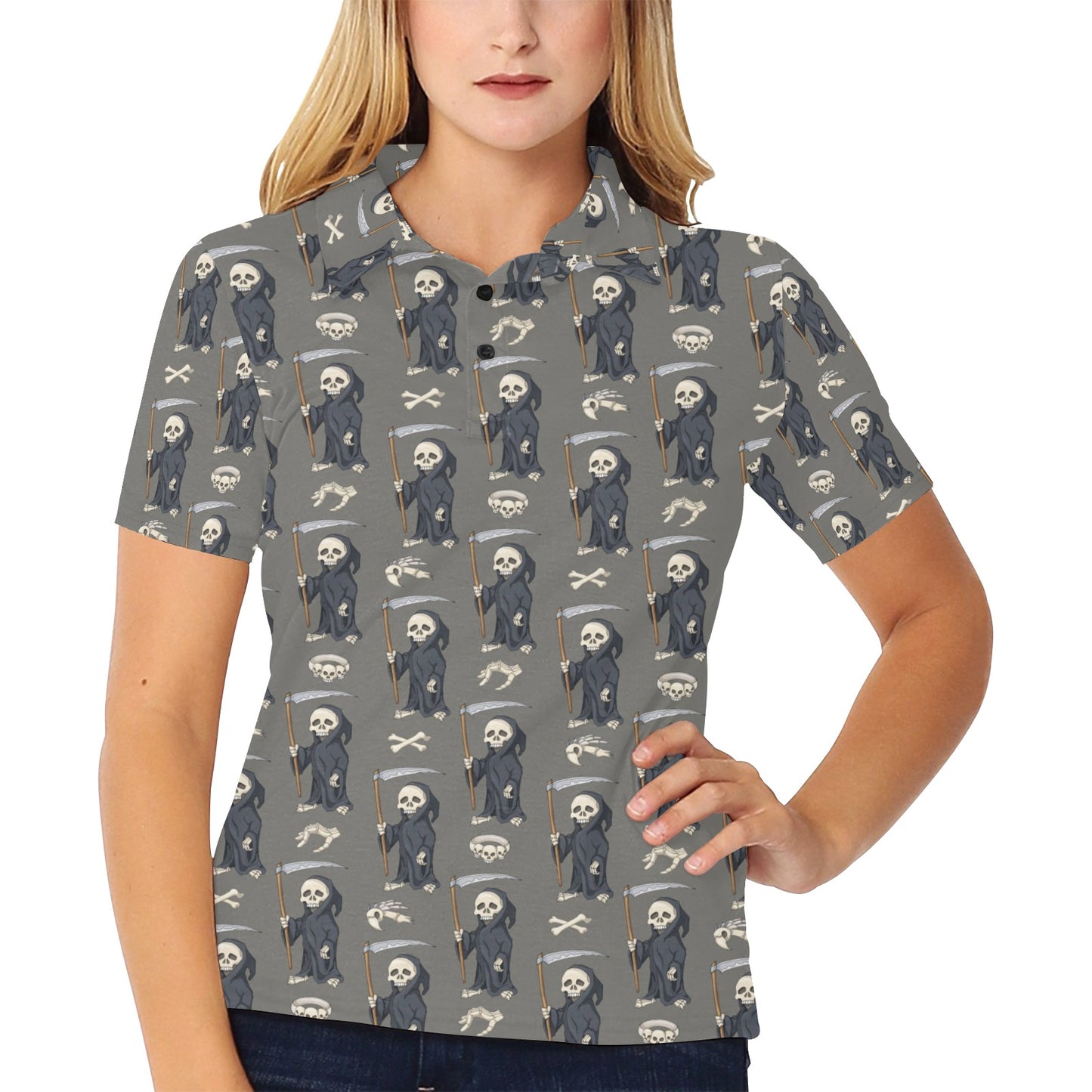 Skeleton Print Design LKS308 Women's Polo Shirt