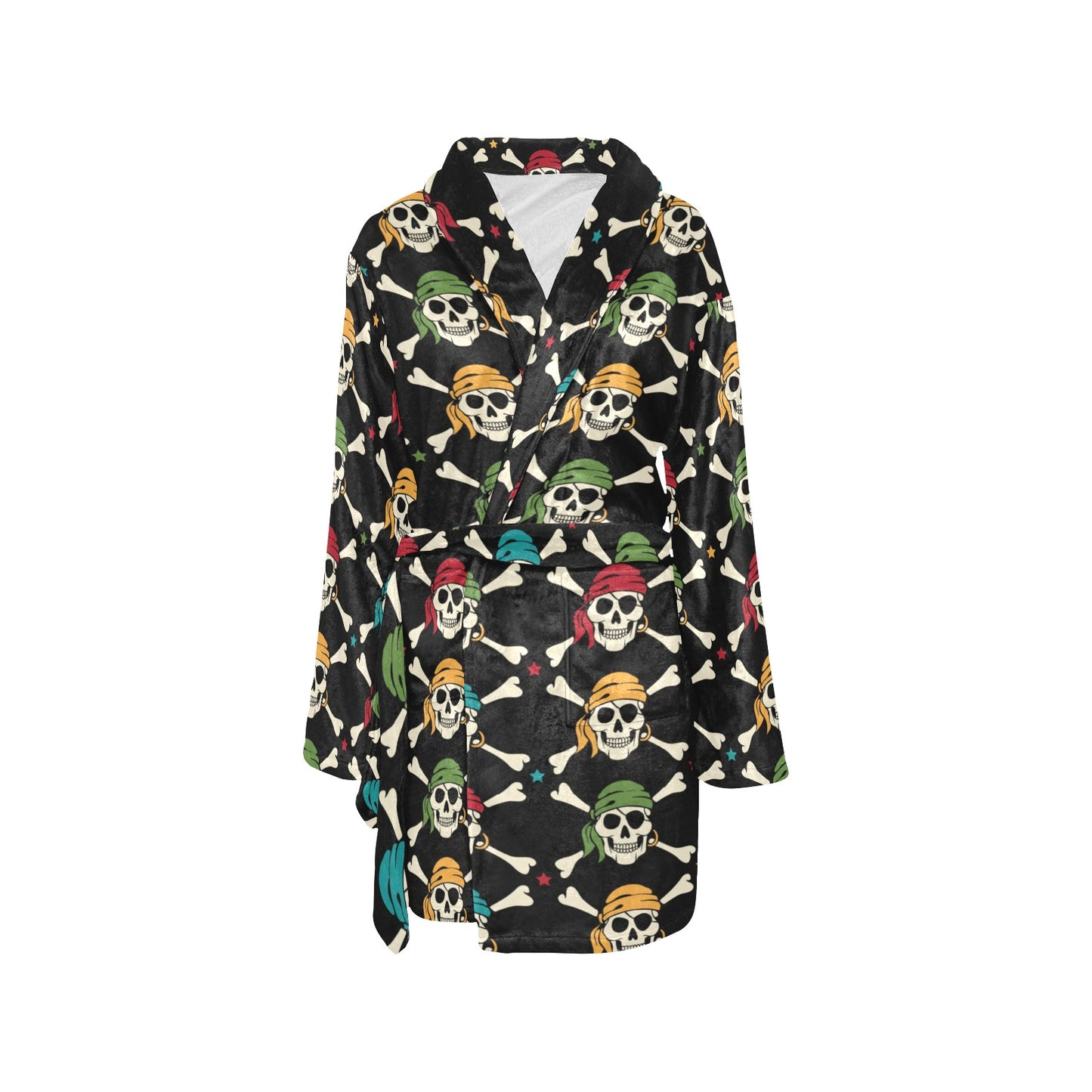 Pirate Pattern Print Design A01 Women's Fleece Robe