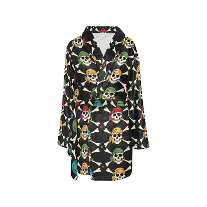 Pirate Pattern Print Design A01 Women's Fleece Robe