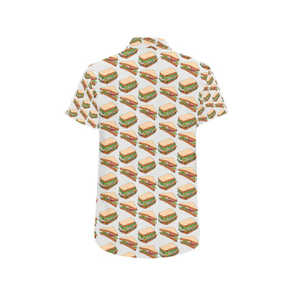Sandwich Print Design LKS302 Men Short Sleeve Button Up Shirt