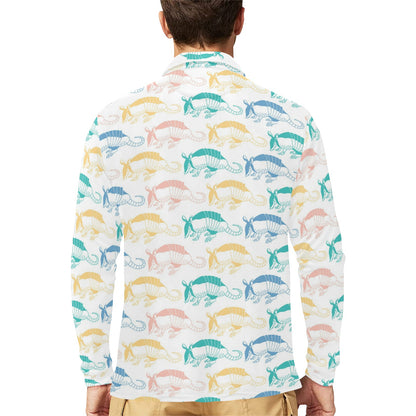 Armadillo Pattern Print Design 05 Long Sleeve Polo Shirt For Men's