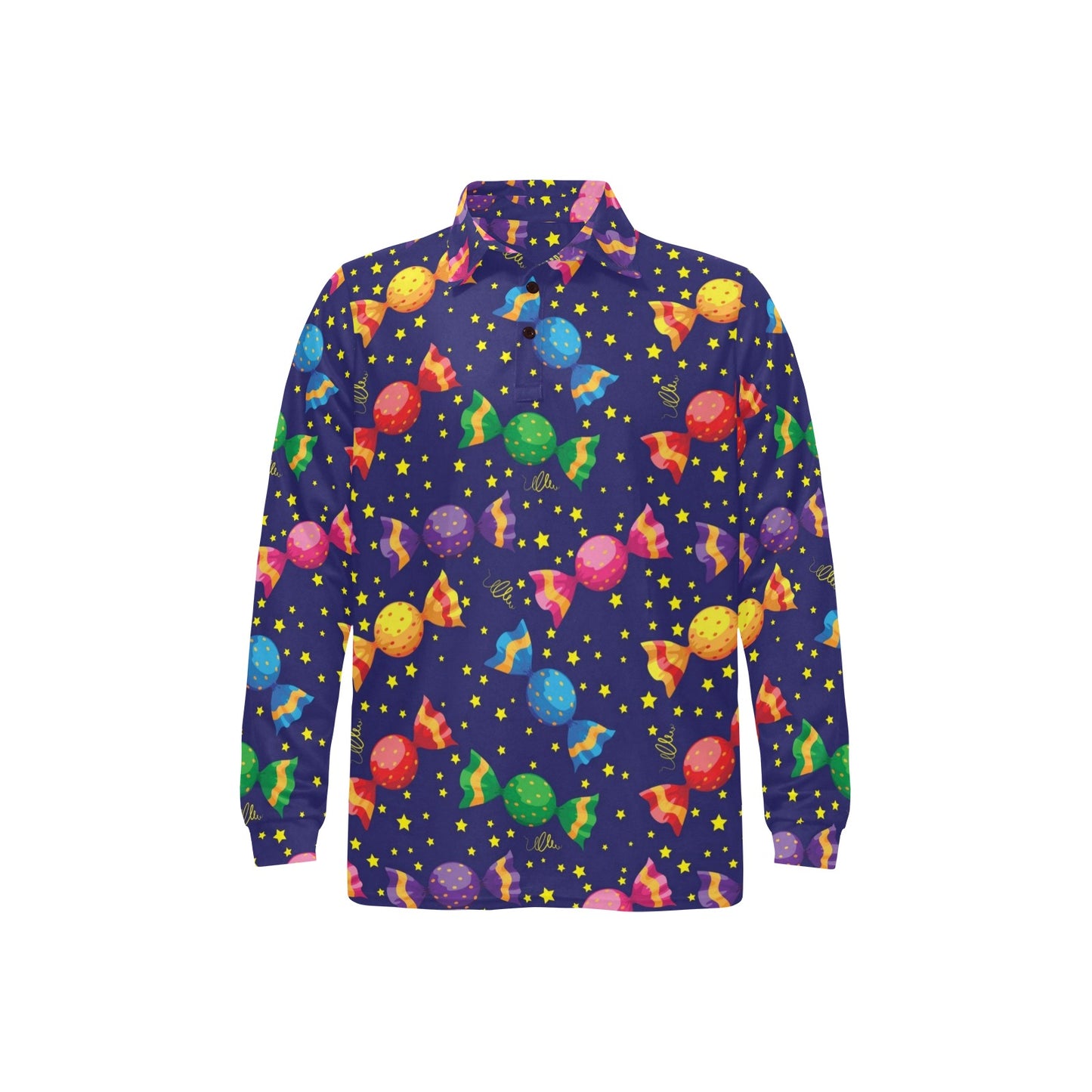 Candy Pattern Print Design CA06 Long Sleeve Polo Shirt For Men's
