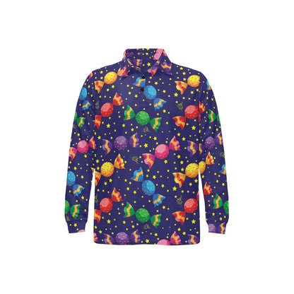 Candy Pattern Print Design CA06 Long Sleeve Polo Shirt For Men's