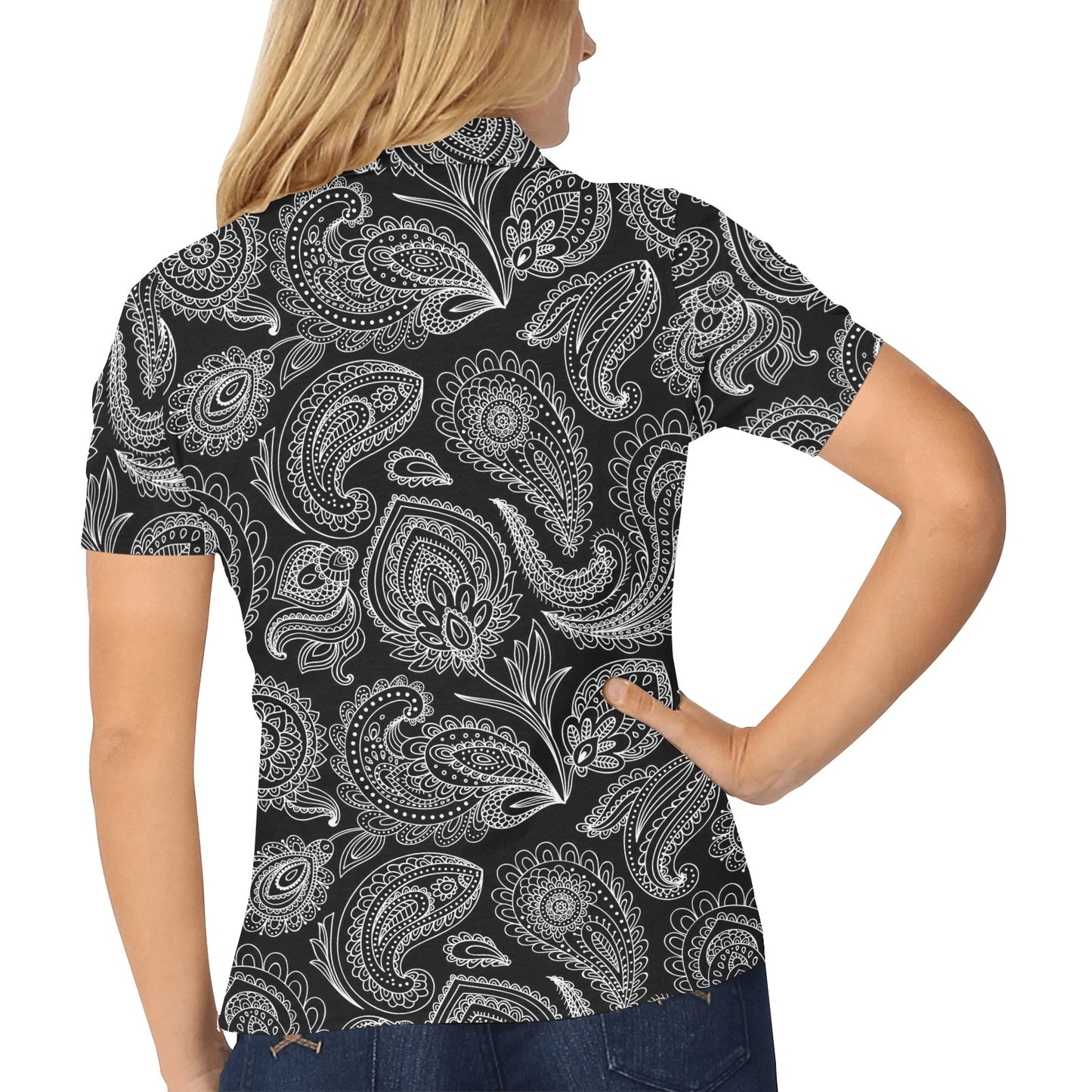 Paisley Pattern Print Design A04 Women's Polo Shirt