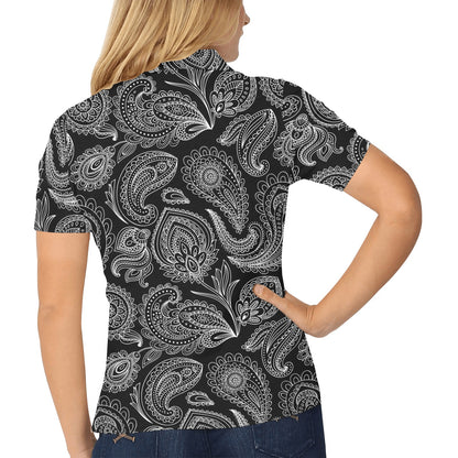 Paisley Pattern Print Design A04 Women's Polo Shirt
