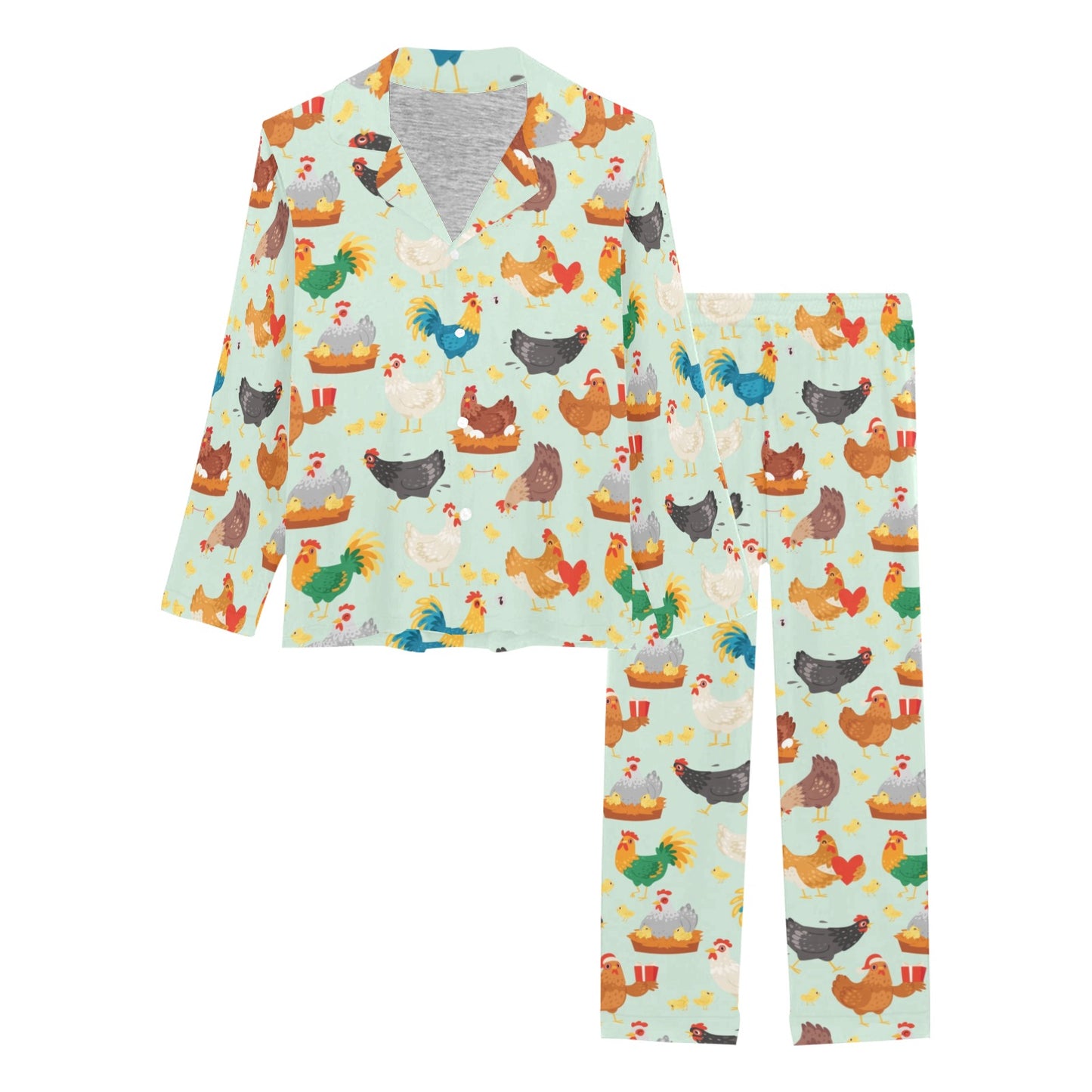 Chicken Pattern Print Design 07 Women's Long Pajama Set