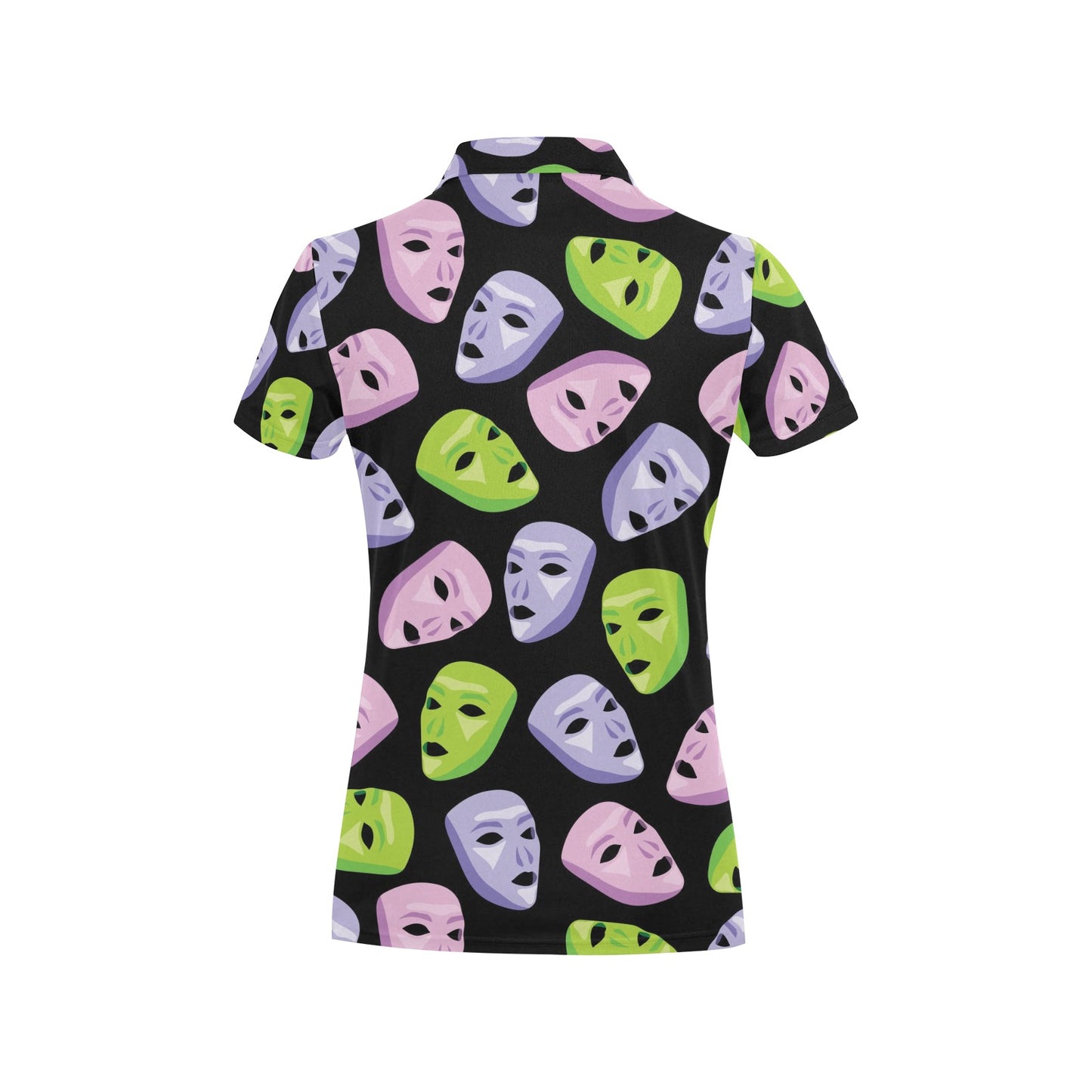Acting Mask Pattern Print Design 04 Women's Polo Shirt