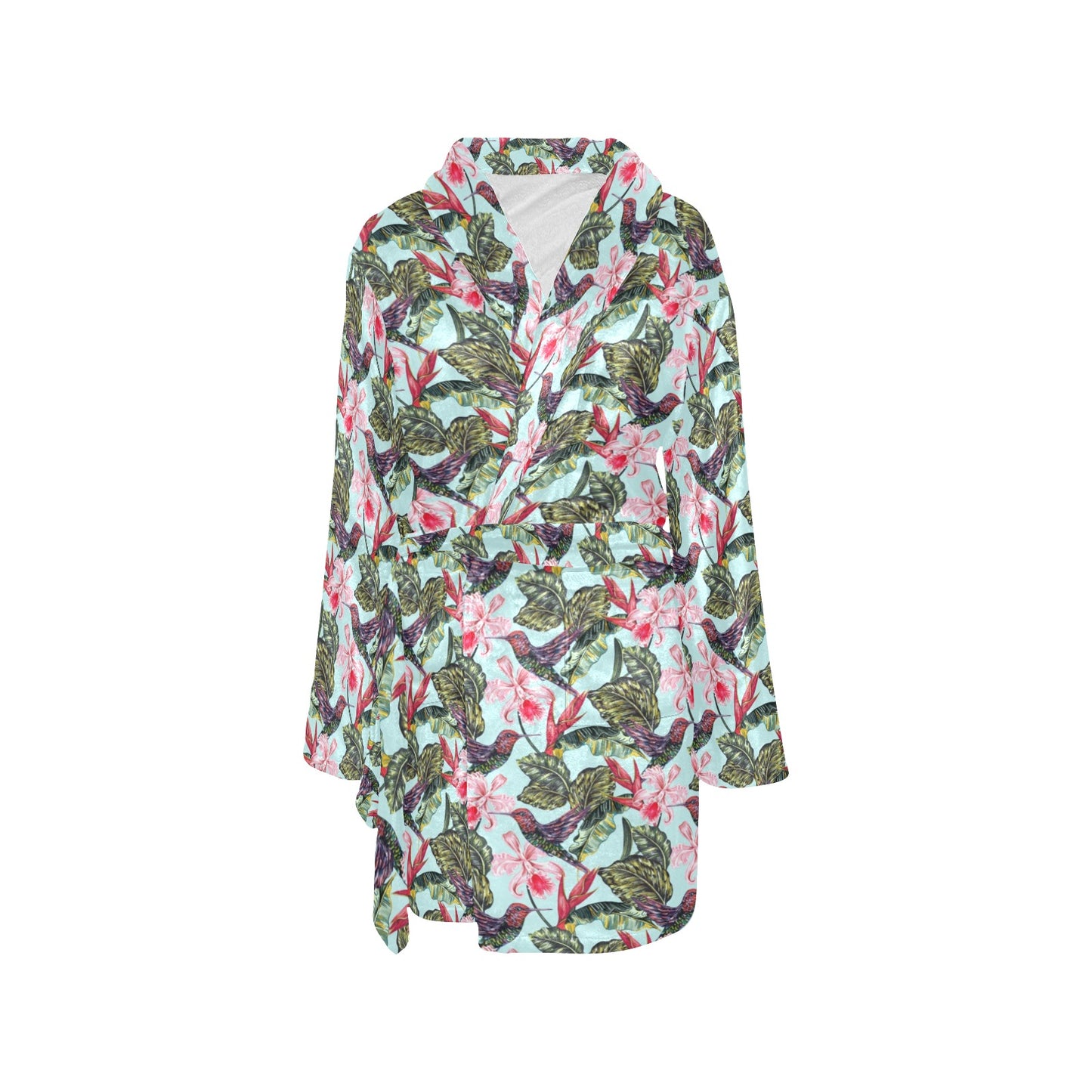 Hummingbird Cute Themed Print Women's Fleece Robe