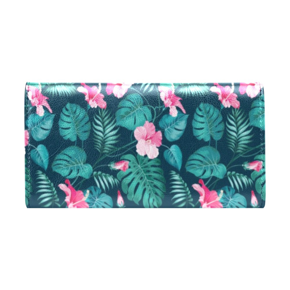 Summer Floral Print Design LKS301 Women's Trifold Wallet