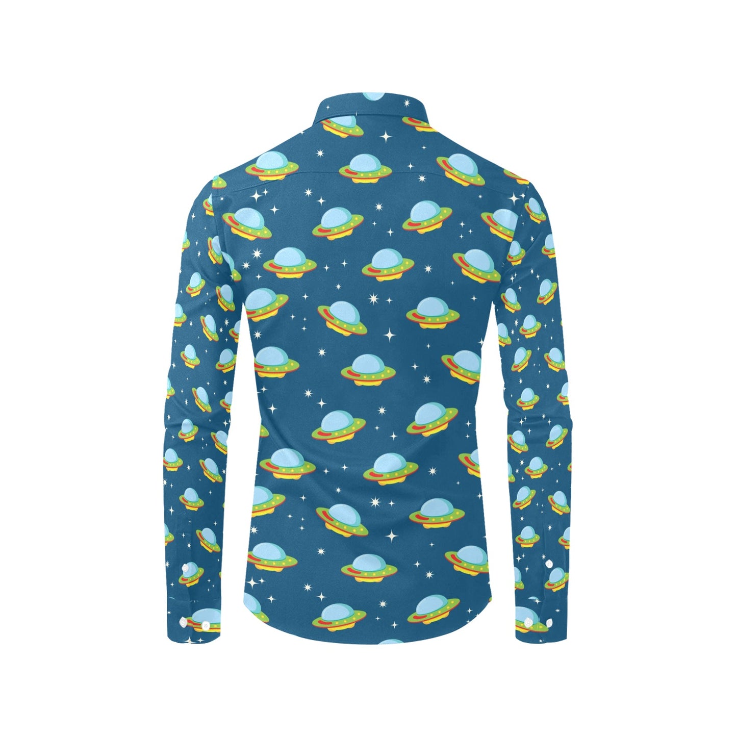 UFO Print Design LKS305 Men's Long Sleeve Dress Shirt