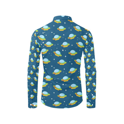 UFO Print Design LKS305 Men's Long Sleeve Dress Shirt