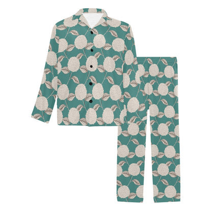 Hydrangea Pattern Print Design HD03 Men's Long Pajama Set