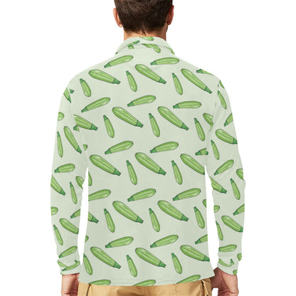 Zucchini Print Design LKS302 Long Sleeve Polo Shirt For Men's