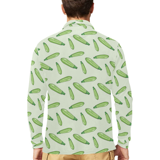 Zucchini Print Design LKS302 Long Sleeve Polo Shirt For Men's