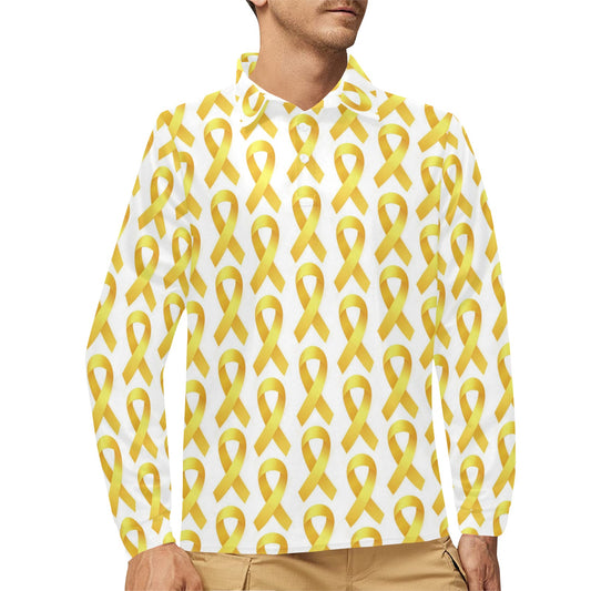 Bone cancer Pattern Print Design 02 Long Sleeve Polo Shirt For Men's