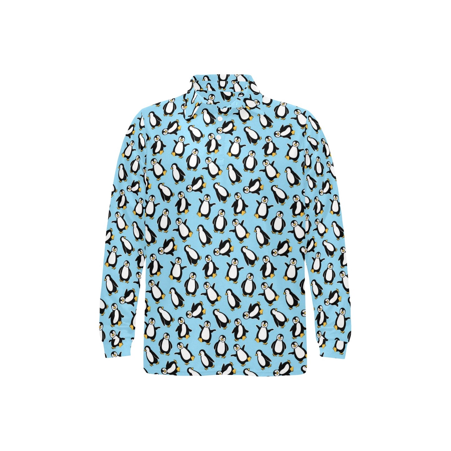 Penguin Happy Print Long Sleeve Polo Shirt For Men's