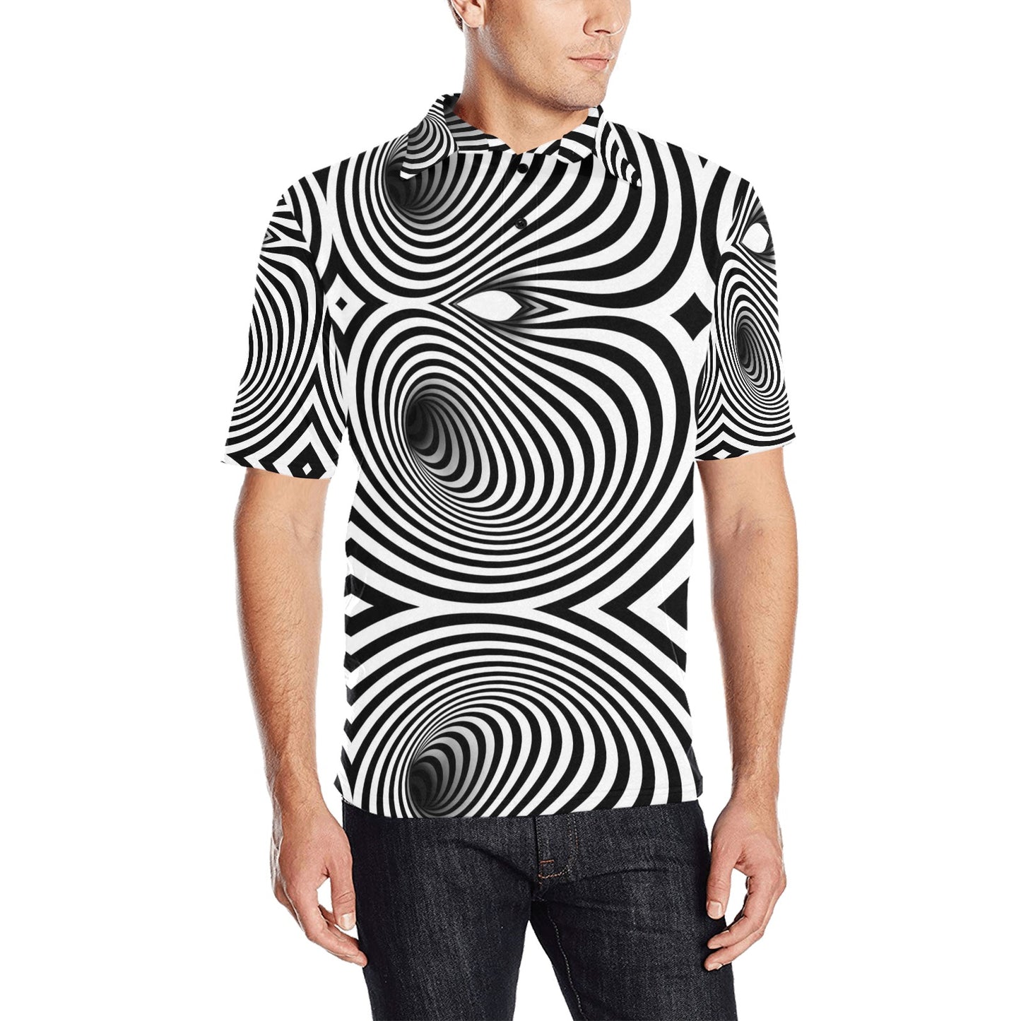 Vortex Print Design LKS303 Men Polo Shirt
