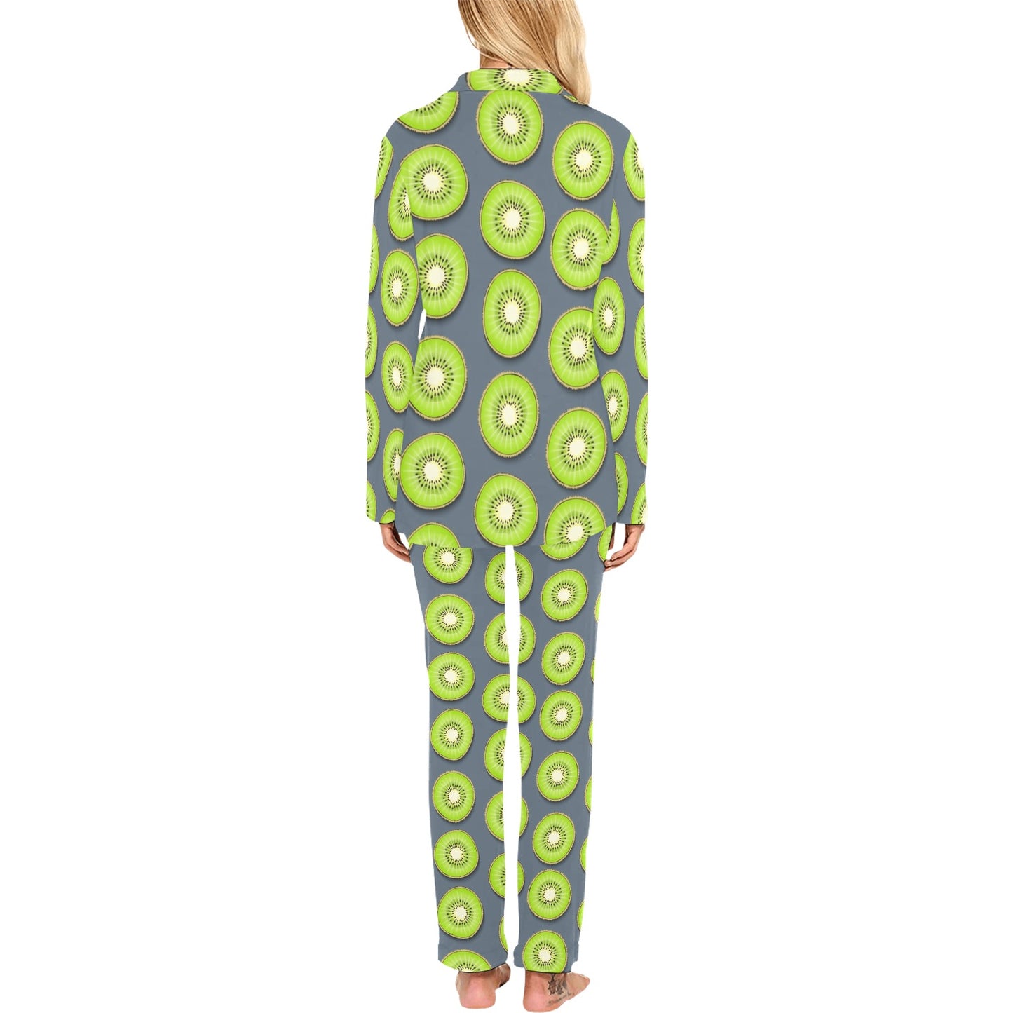 Kiwi Pattern Print Design KW06 Women's Long Pajama Set