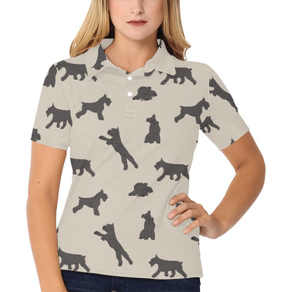 Schnauzers Pattern Print Design A05 Women's Polo Shirt